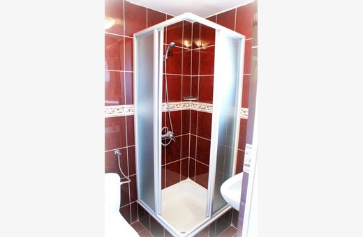 Red apartment bathroom, Apartments Bahus - Vrdnik