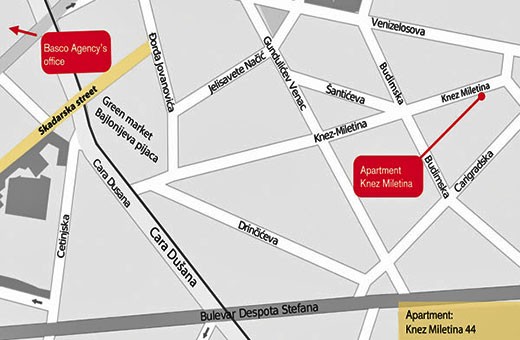 Pozicija na mapi, Apartman Skadarlija 2 - Beograd